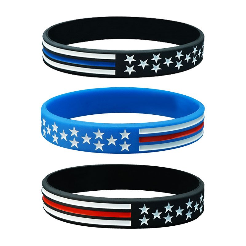 Independence Day Commemorative Party Silicone Bracelet Thin blue line Red Line Flag Wrist Band